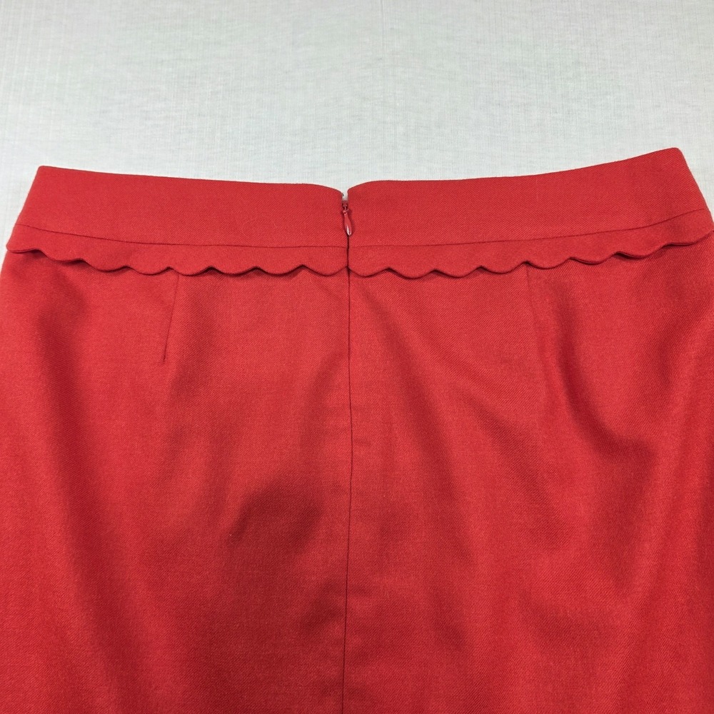 J.Crew Red Wool Blend Scalloped Waist Mini A-Line Skirt Size 10 Preppy Classic - Picture 10 of 13